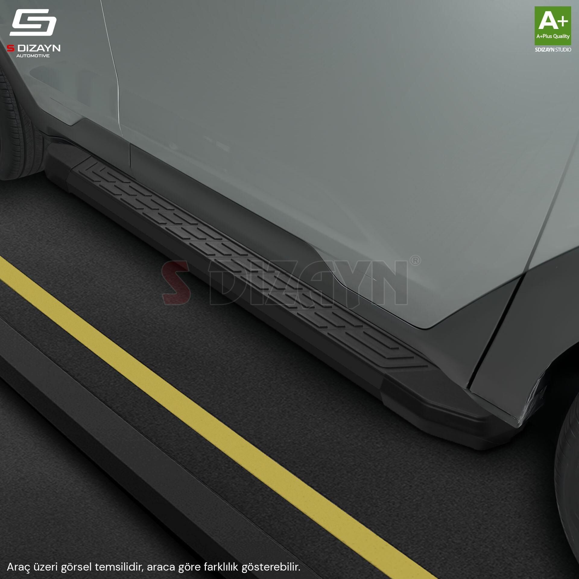 S-Dizayn Renault Kangoo 2 Uzun Şase NewLine Siyah Yan Basamak 223 Cm 2008-2020 A+ Kalite