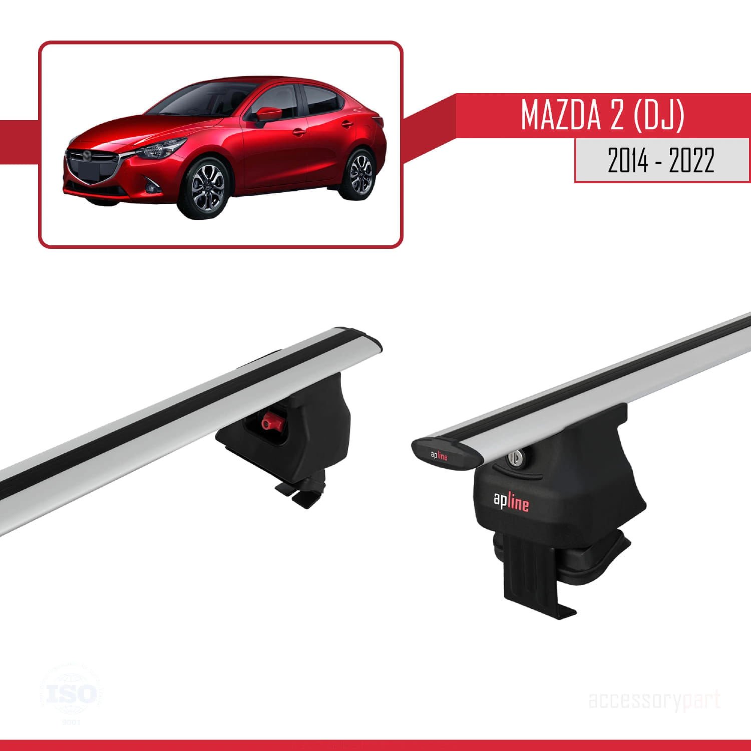 Mazda 2 (DJ) 2014-2022 Arası ile uyumlu ACE-4 Ara Atkı Tavan Barı GRİ