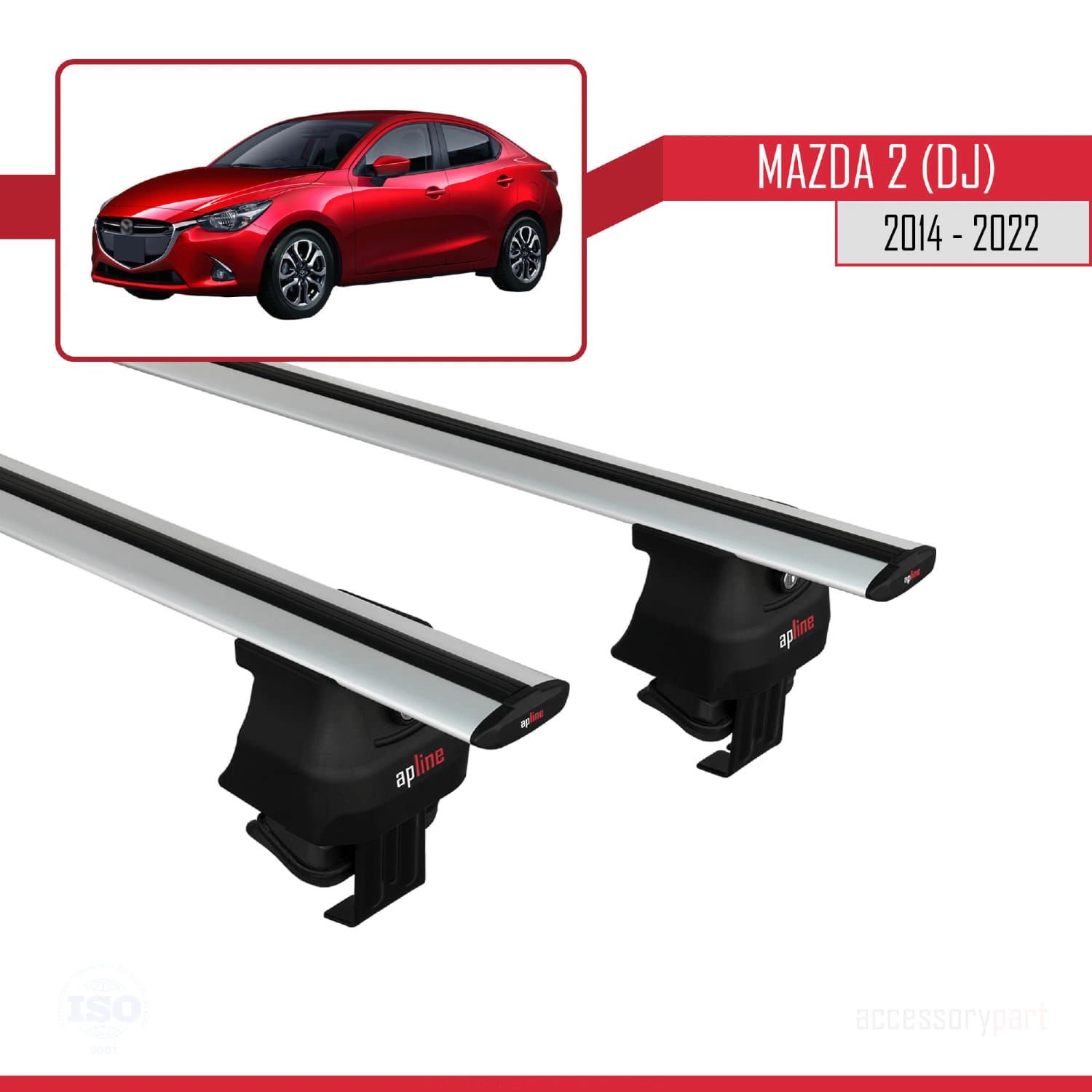 Mazda 2 (DJ) 2014-2022 Arası ile uyumlu ACE-4 Ara Atkı Tavan Barı GRİ
