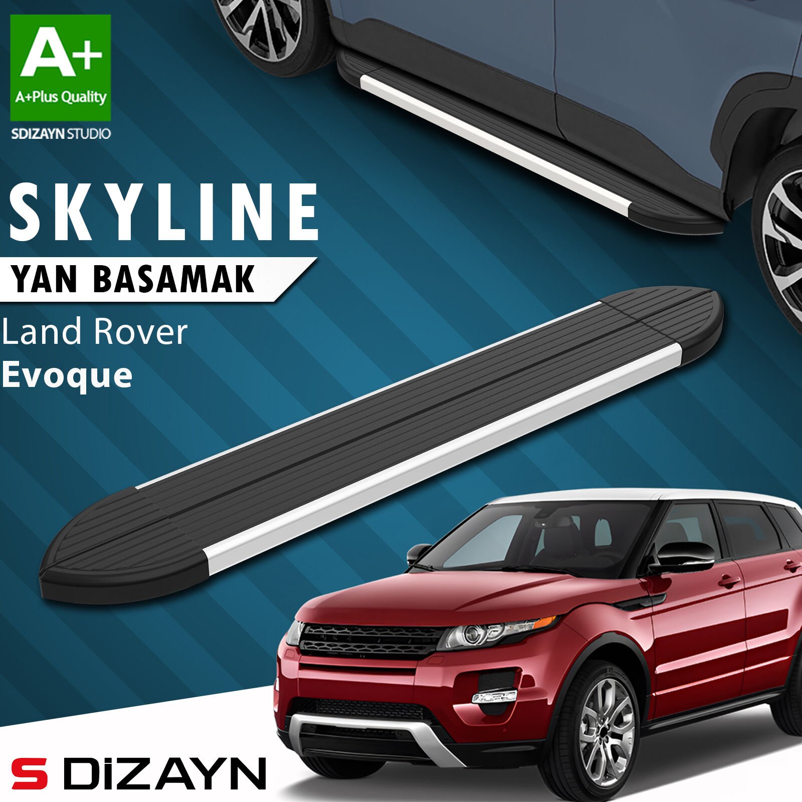 S-Dizayn Land Rover Range Rover Evoque Skyline Aluminyum Yan Basamak 173 Cm 2012-2017 A+ Kalite