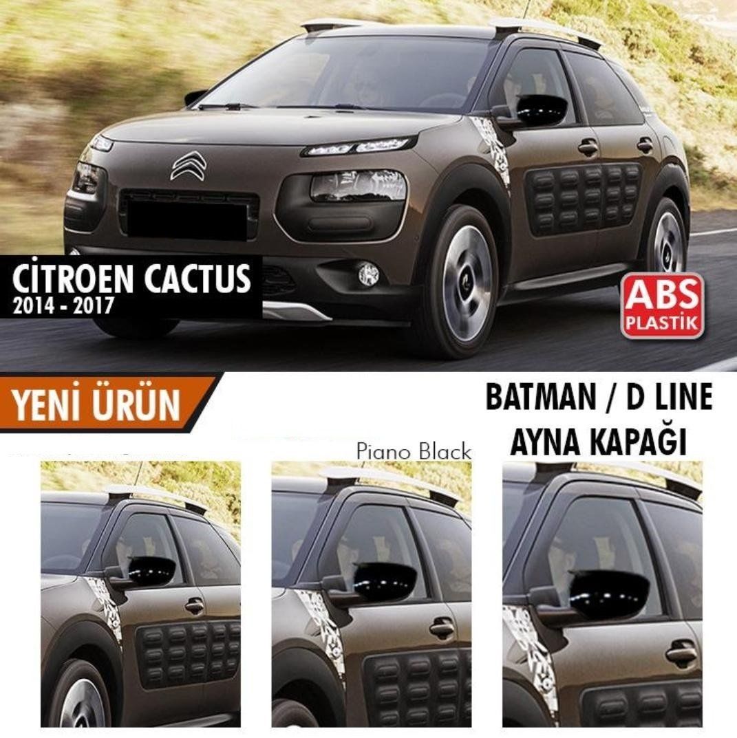 Citroen Cactus Uyumlu (2014-2017) Batman Ayna Kapağı (Parlak Siyah)