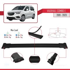 Vauxhall Combo E 2019-2023 Arası ile Uyumlu FLY Model Ara Atkı Tavan Barı SİYAH 3 ADET BAR