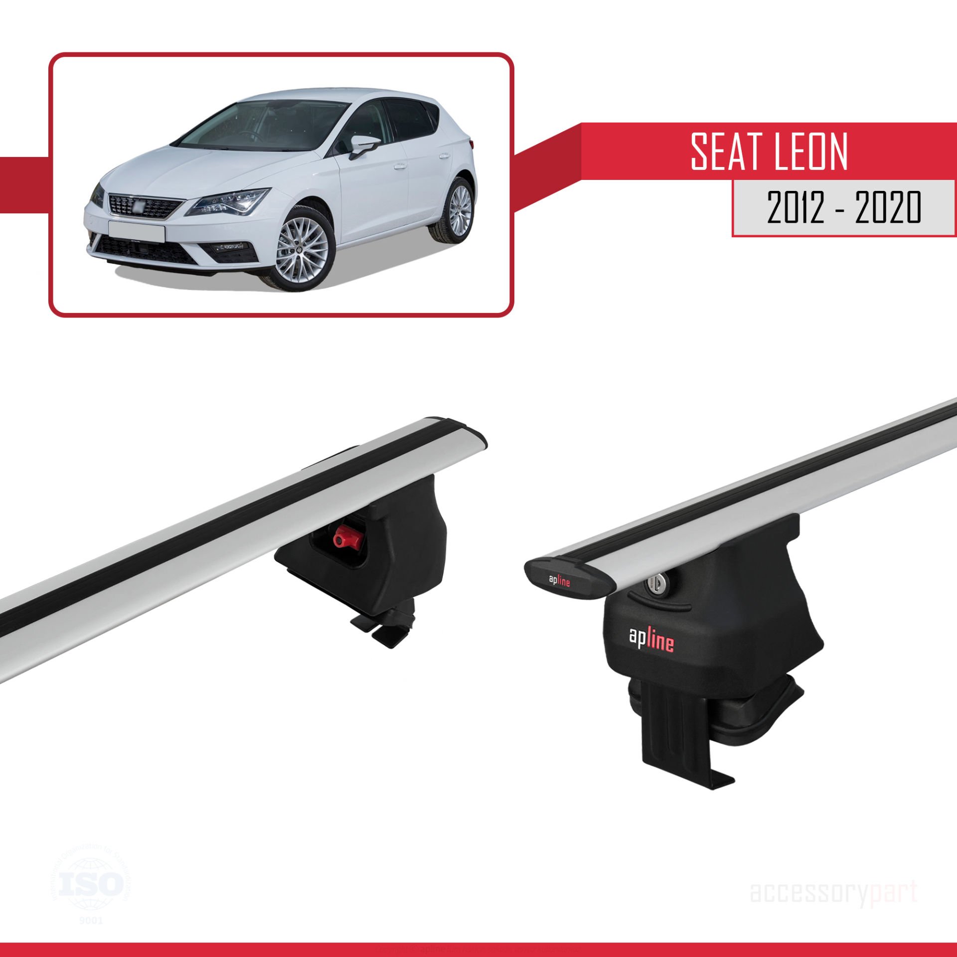 Seat Leon III (MK3) 2012-2020 Arası ile uyumlu ACE-4 Ara Atkı Tavan Barı GRİ