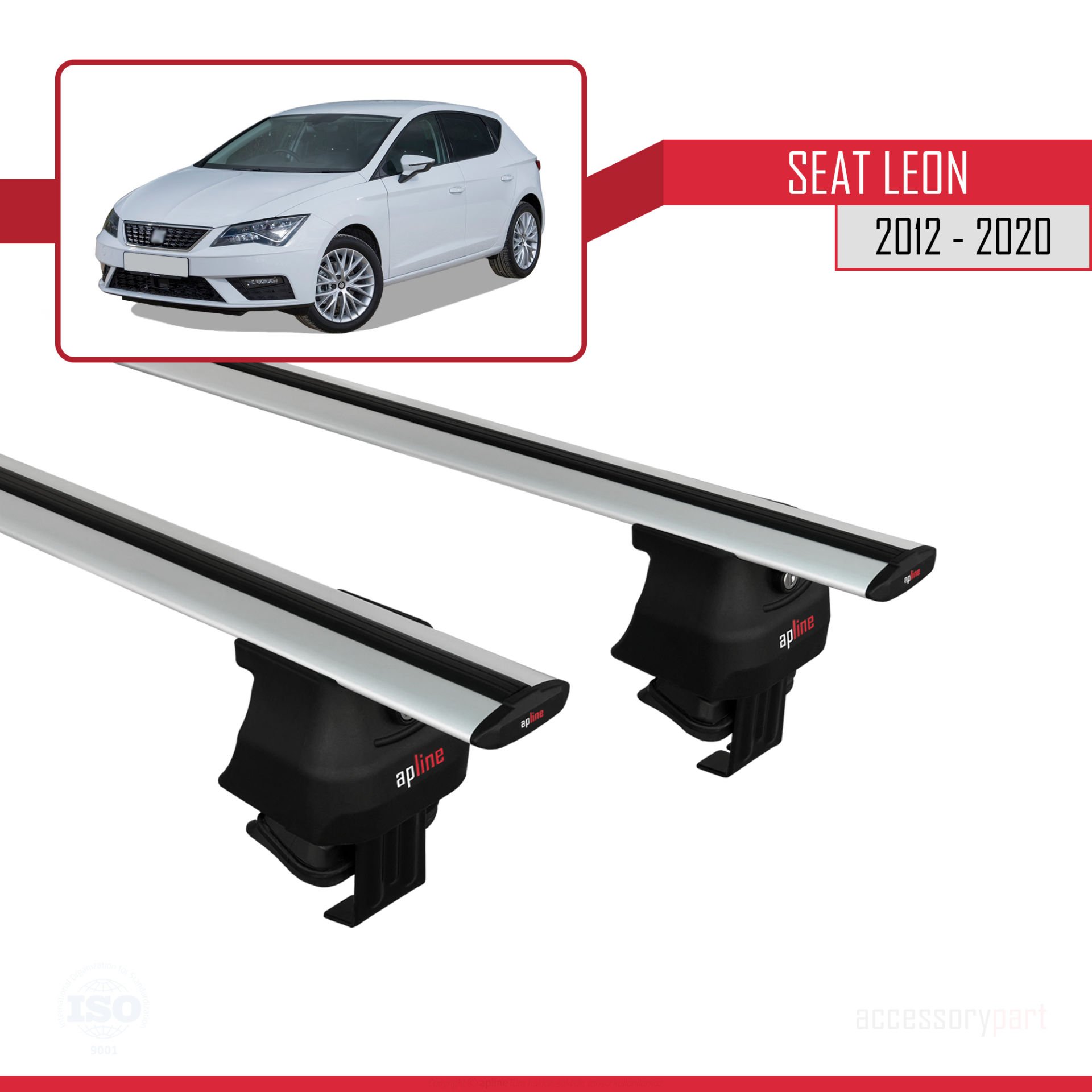 Seat Leon III (MK3) 2012-2020 Arası ile uyumlu ACE-4 Ara Atkı Tavan Barı GRİ