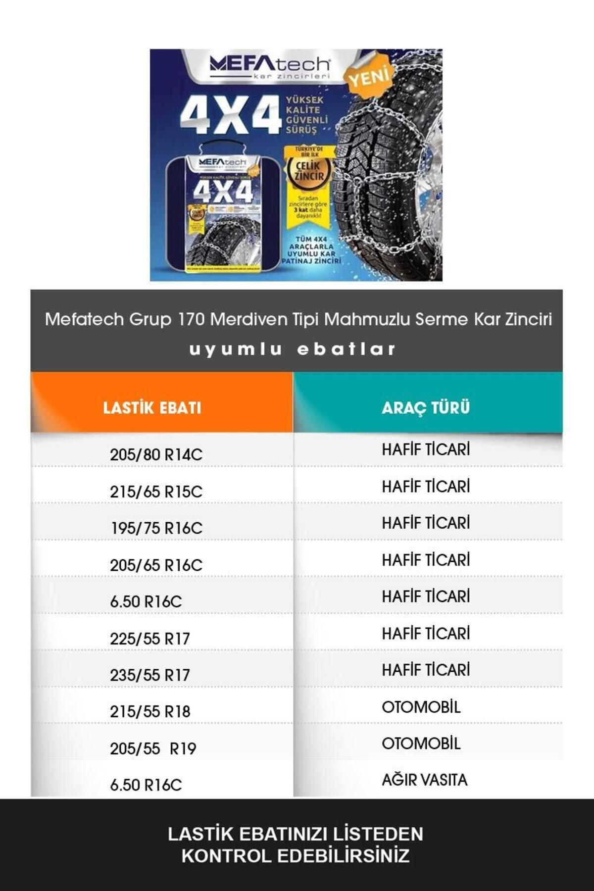 Kar Zinciri 235-55-r17 Merdiven Tipi Mahmuzlu Serme Suv