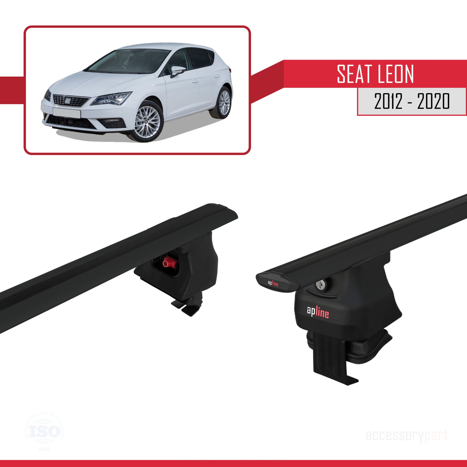 Seat Leon III (MK3) 2012-2020 Arası ile uyumlu ACE-4 Ara Atkı Tavan Barı SİYAH