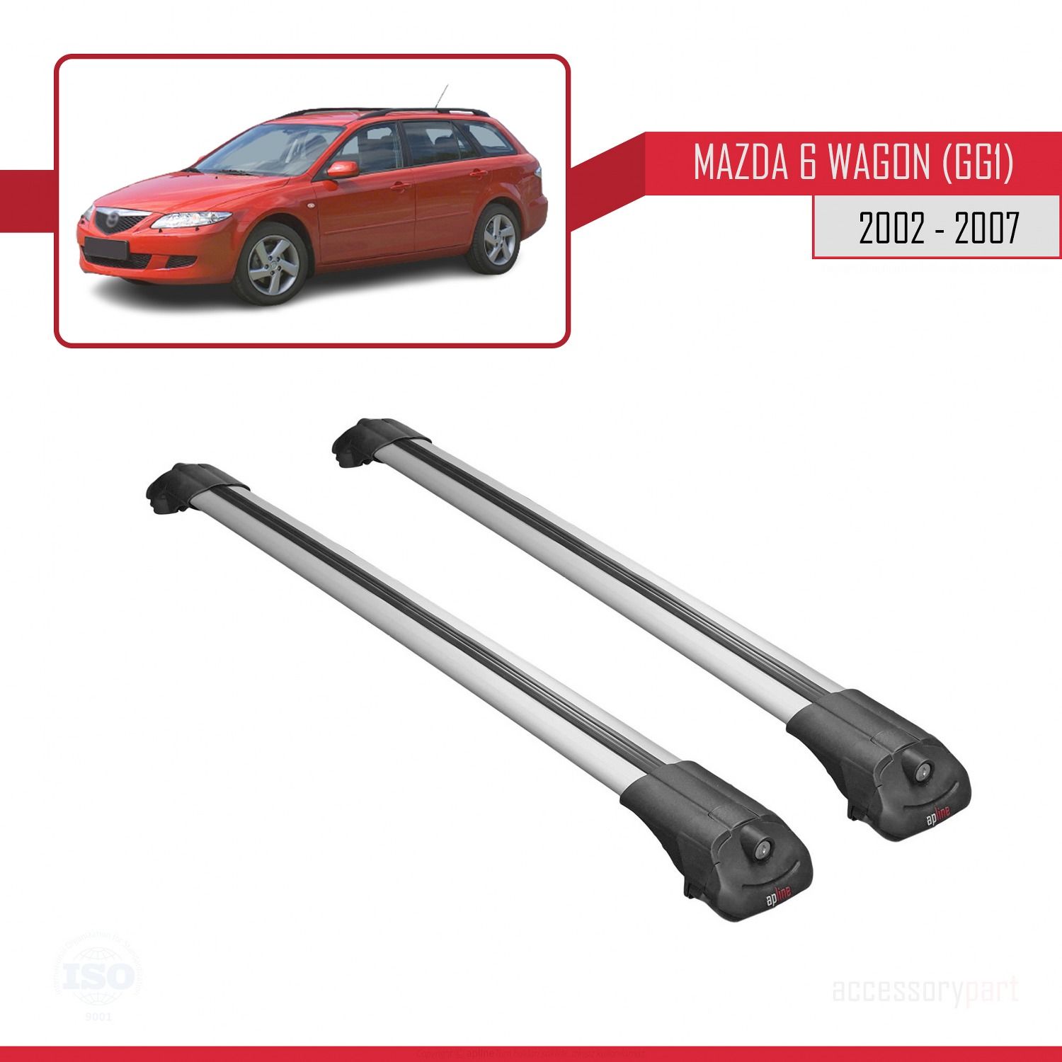 Mazda 6 (GG1) 2002-2007 Arası ile uyumlu ACE-1 Ara Atkı Tavan Barı GRİ