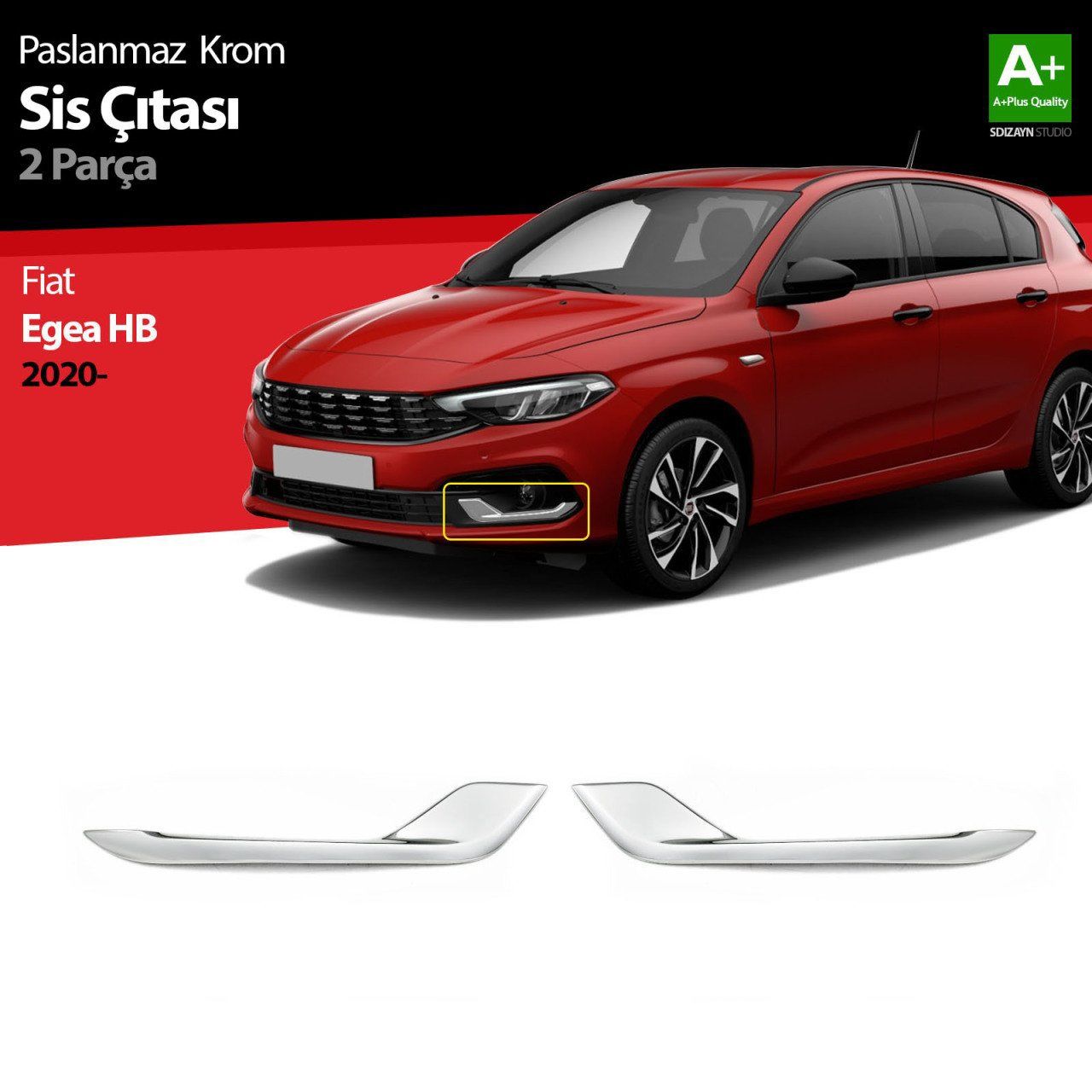 Fiat Egea Uyumlu Hatchback Krom Sis Çıtası 2 Parça. 2020 Üzeri