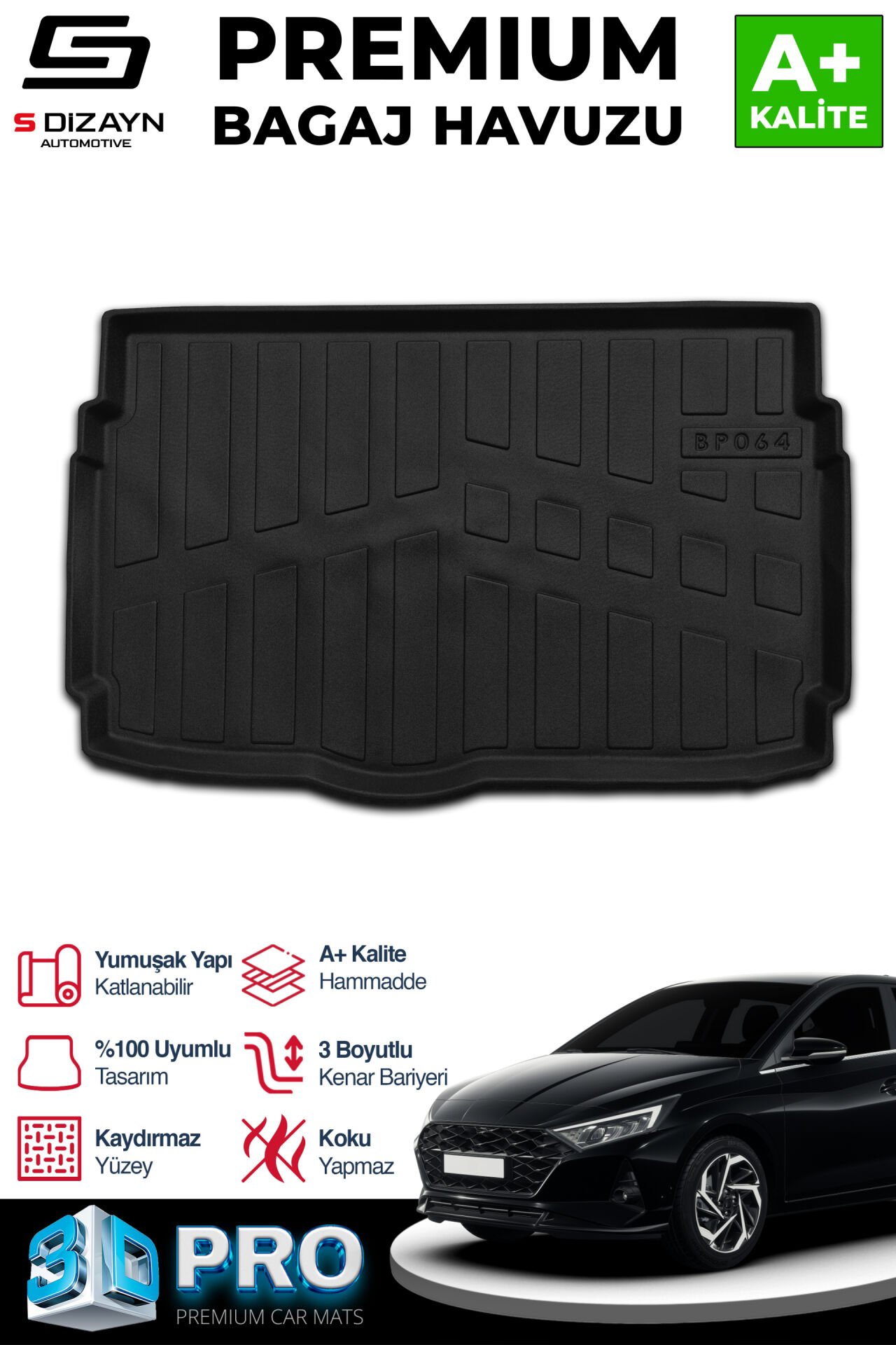 S-Dizayn Hyundai i20 3D Pro Bagaj Havuzu 2020 Üzeri A+ Kalite