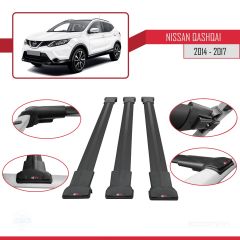 Nissan Qashqai 2014-2017 Arası ile Uyumlu FLY Model Ara Atkı Tavan Barı SİYAH 3 ADET BAR