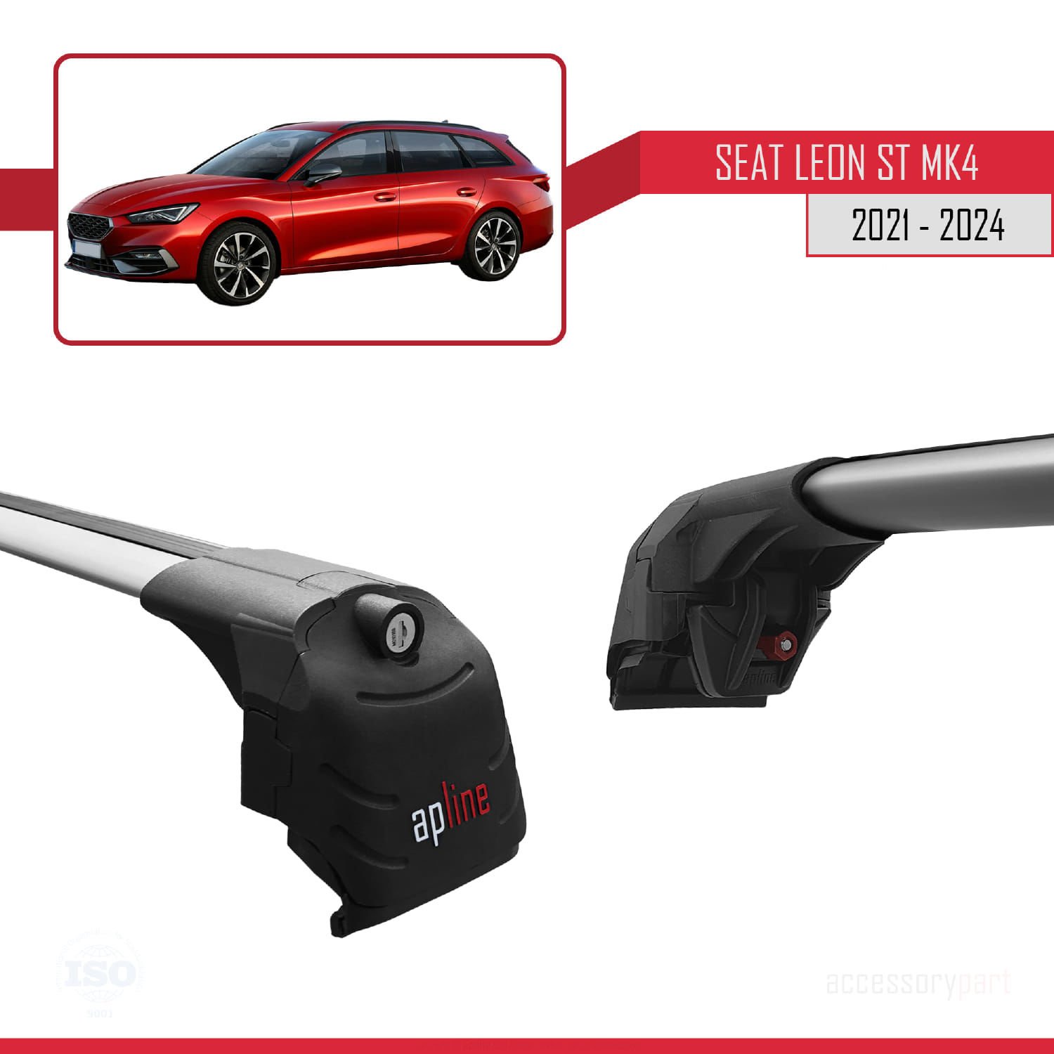 Seat LEON MK4 (KL1/KL8) ST 2021 ve Sonrası ile uyumlu ACE-2 Ara Atkı Tavan Barı GRİ