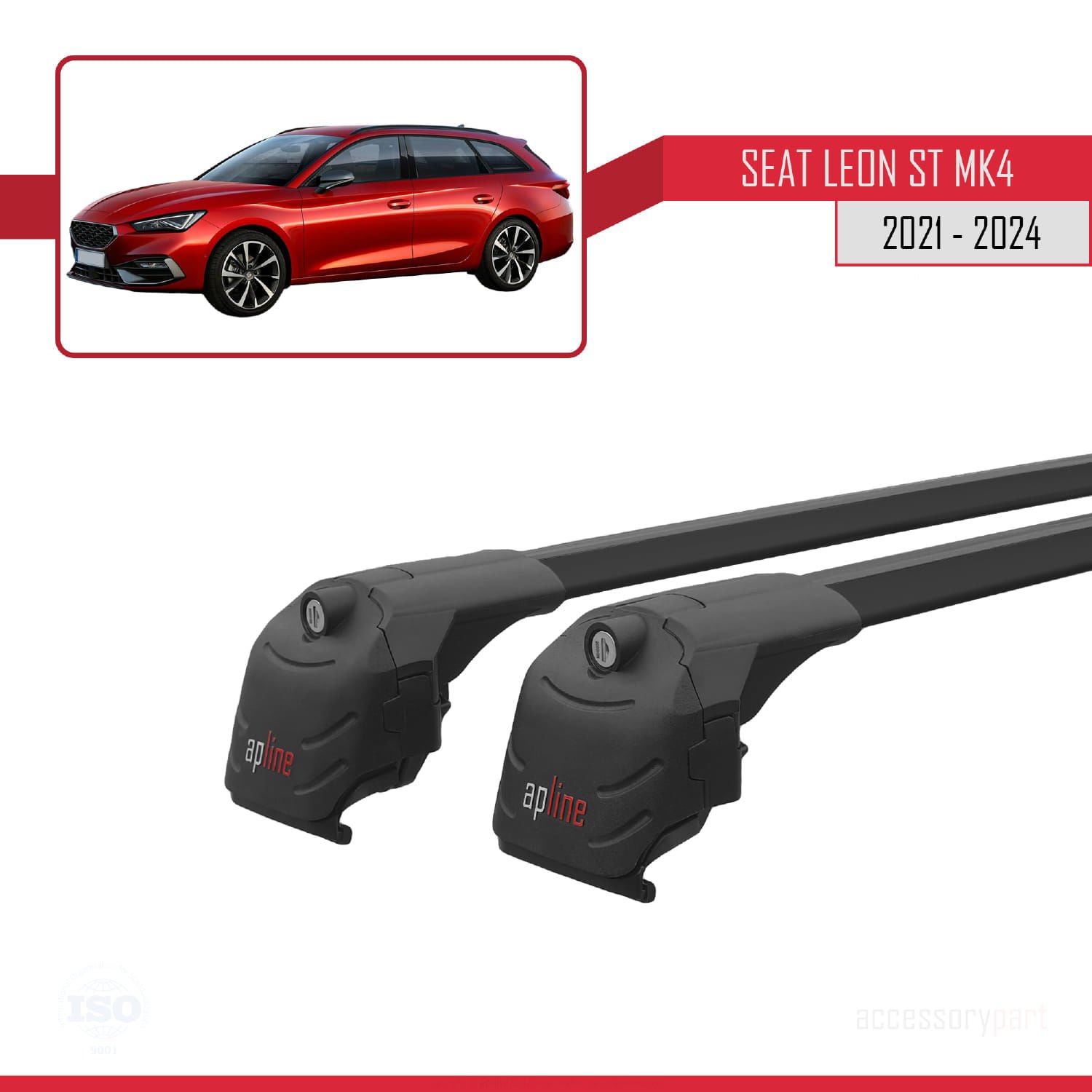 Seat LEON MK4 (KL1/KL8) ST 2021 ve Sonrası ile uyumlu ACE-2 Ara Atkı Tavan Barı SİYAH