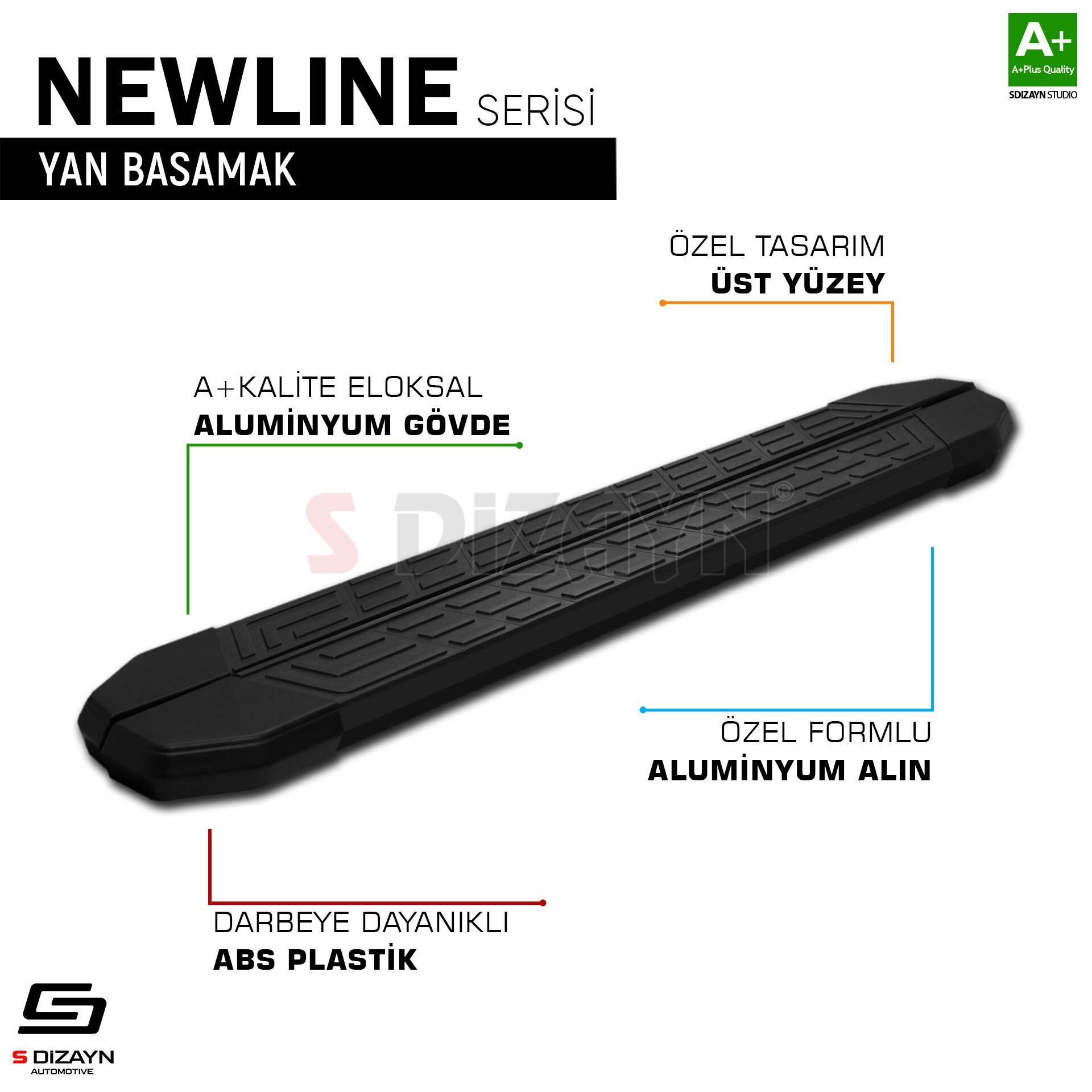 S-Dizayn VW Crafter Van NewLine Siyah Yan Basamak 263 Cm 2006-2017 A+ Kalite