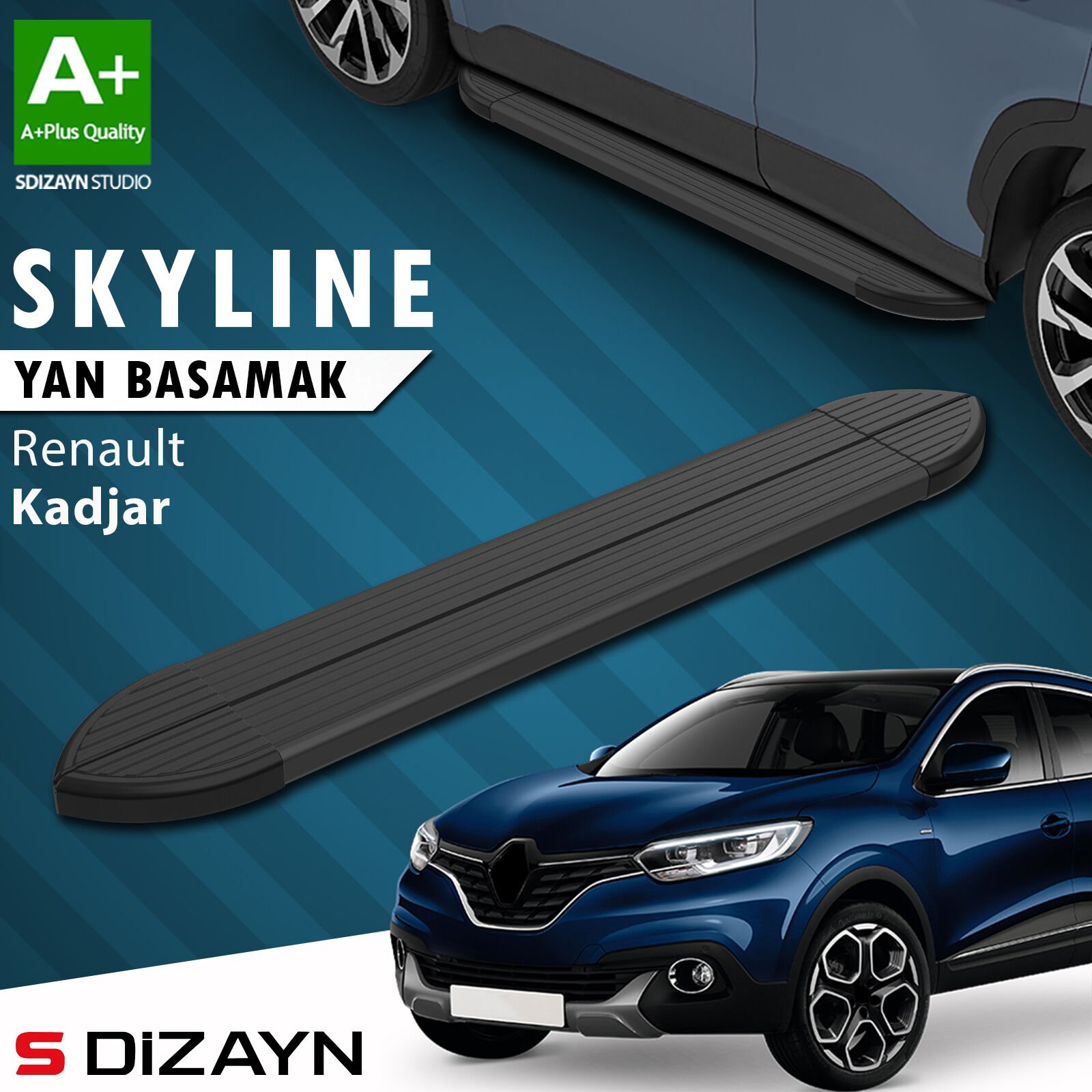 S-Dizayn Renault Kadjar Skyline Siyah Yan Basamak 173 Cm 2015-2022 A+ Kalite