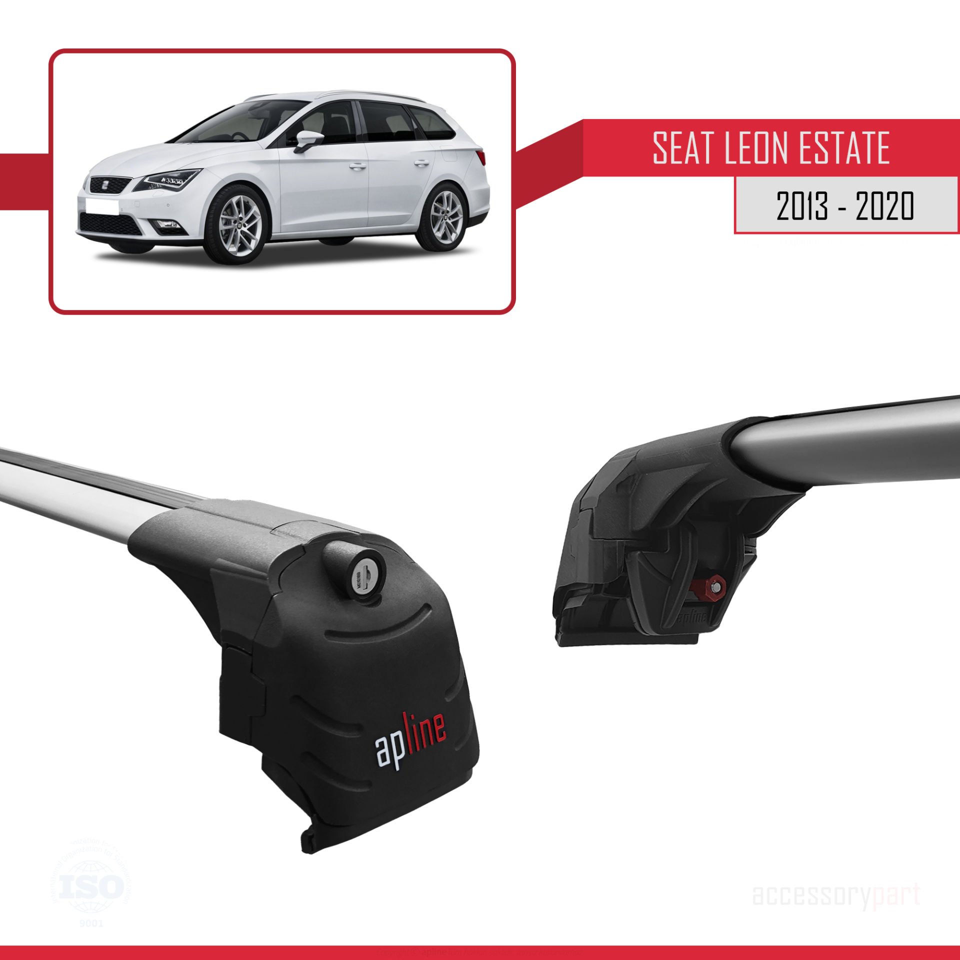 Seat Leon ST 2013-2020 Arası ile uyumlu ACE-2 Ara Atkı Tavan Barı GRİ