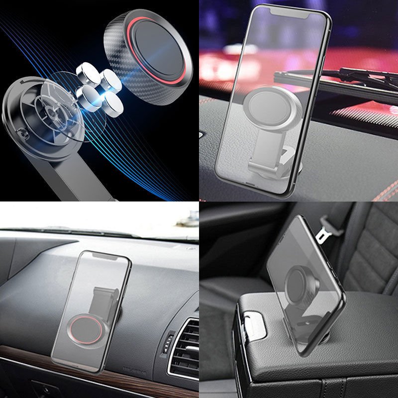 Karbon Desenli Torpido Üstü Mıknatıslı Telefon Tutacağı / Syte176