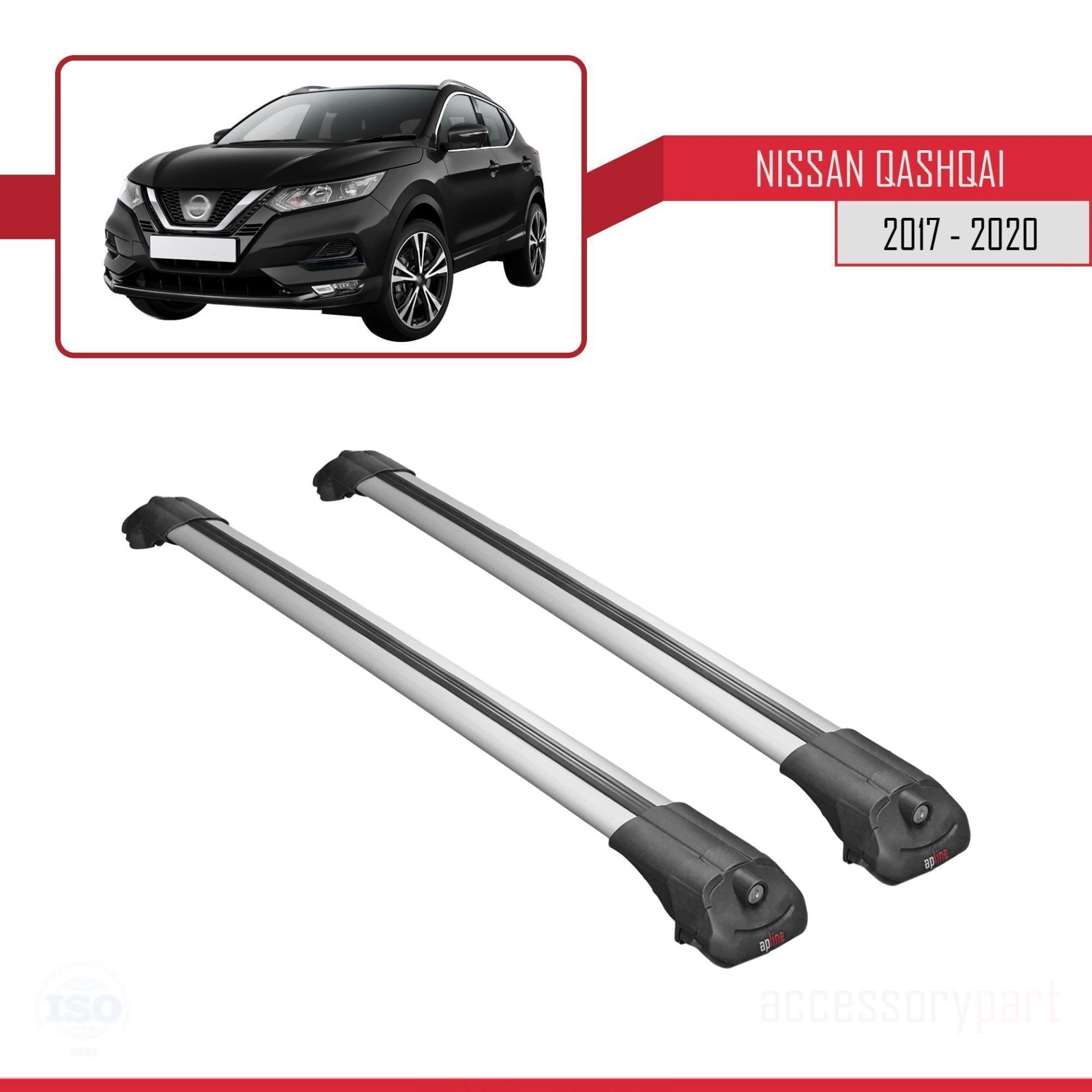 Nissan Qashqai 2017-2021 Arası ile uyumlu ACE-1 Ara Atkı Tavan Barı GRİ