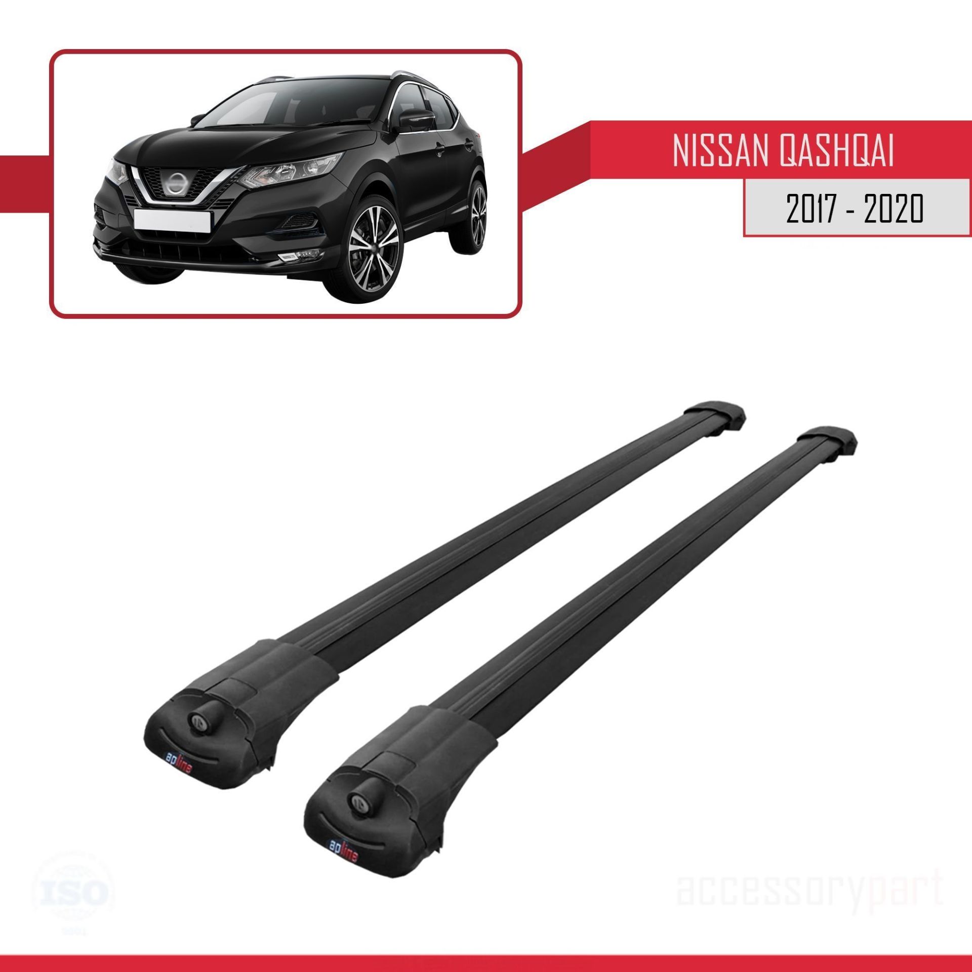 Nissan Qashqai 2017-2021 Arası ile uyumlu ACE-1 Ara Atkı Tavan Barı SİYAH