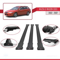 Mazda 6 (GG1) 2002-2007 Arası ile Uyumlu FLY Model Ara Atkı Tavan Barı SİYAH 3 ADET BAR