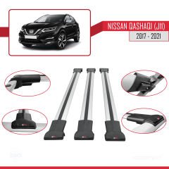 Nissan Qashqai 2017-2021 Arası ile Uyumlu FLY Model Ara Atkı Tavan Barı GRİ 3 ADET BAR