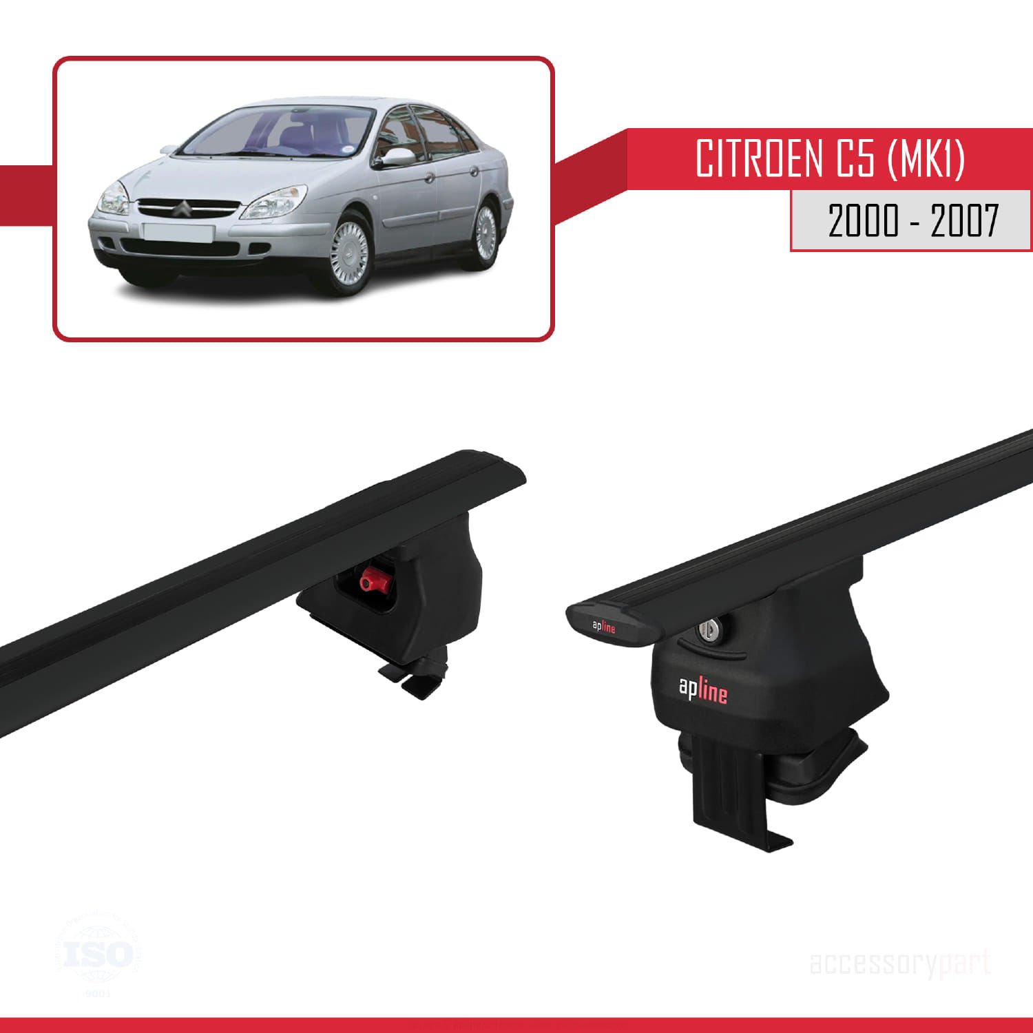 Citroen C5 (Mk1) 2000-2007 Arası ile uyumlu ACE-4 Ara Atkı Tavan Barı SİYAH