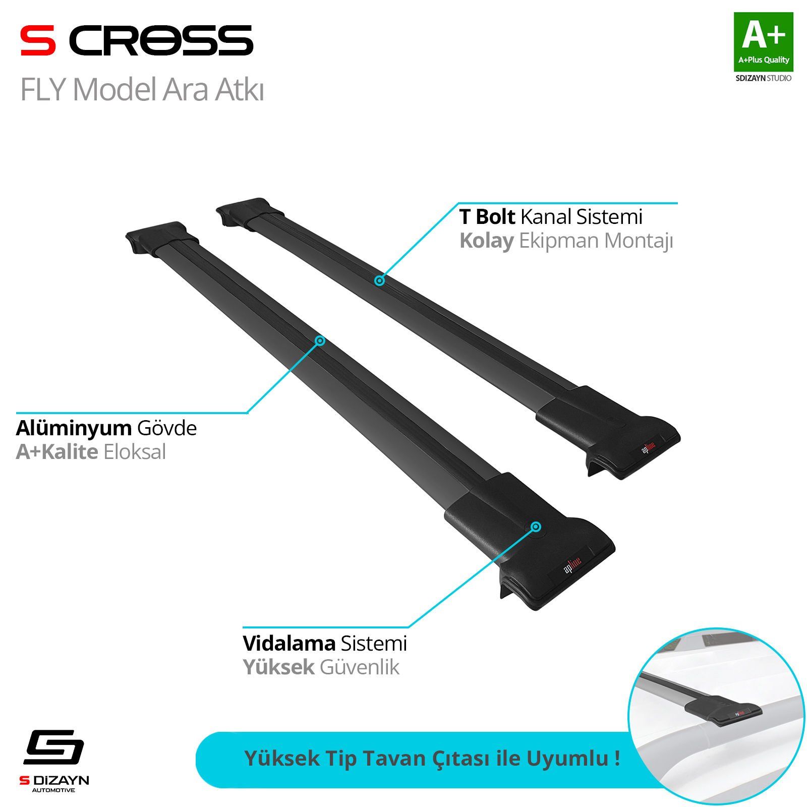 Volkswagen Teramont Uyumlu 2018 Üzeri Fly Model Siyah Ara Atkı A+Kalite Parça