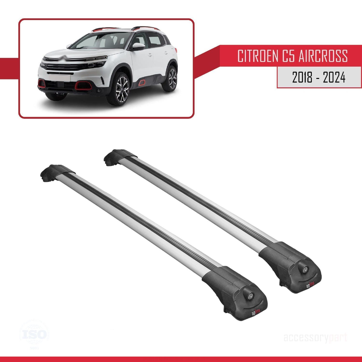 Citroen C5 Aircross 2018 ve Sonrası ile uyumlu ACE-1 Ara Atkı Tavan Barı GRİ