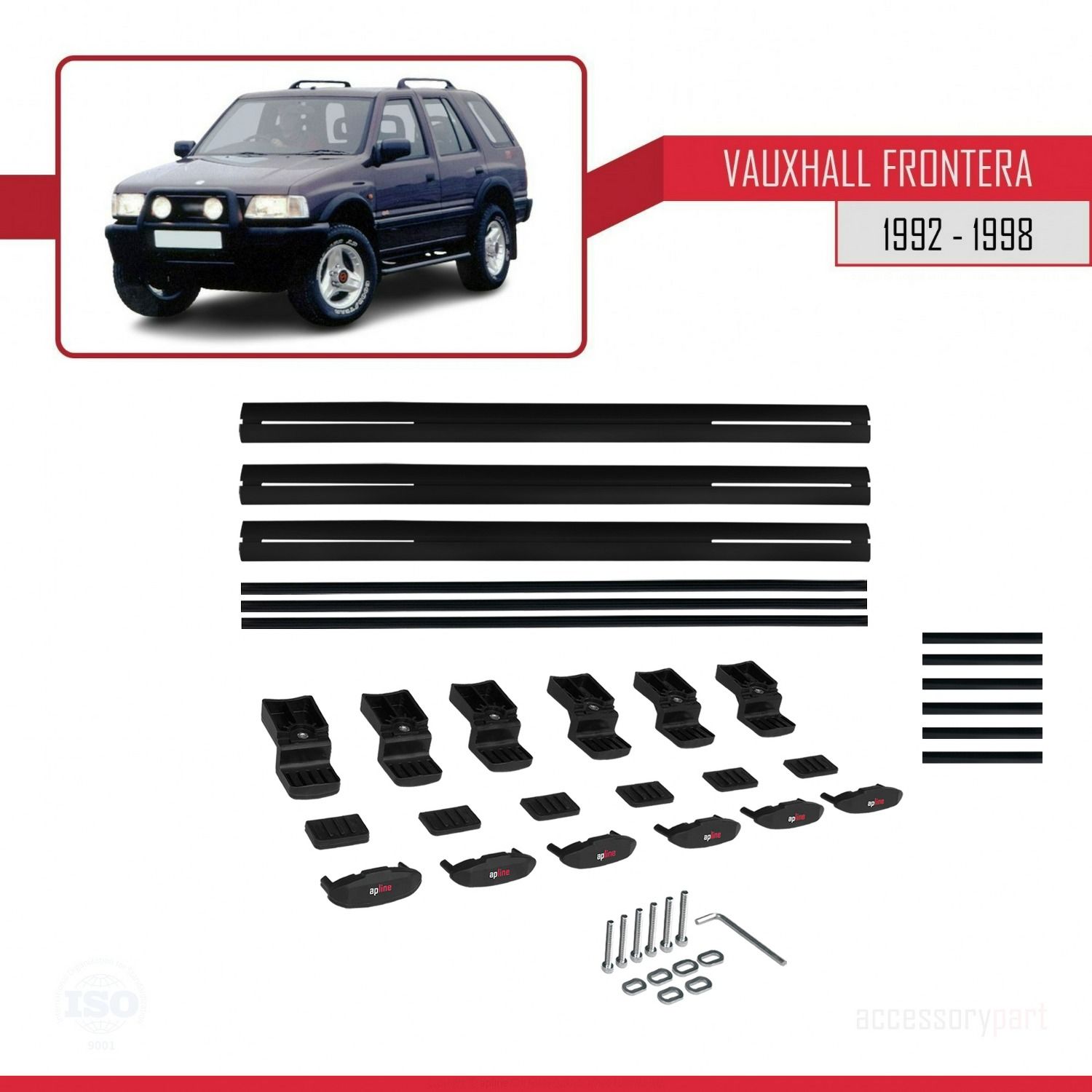Vauxhall Frontera 1992-1998 Arası ile uyumlu Basic Model Ara Atkı Tavan Barı SİYAH 3 ADET