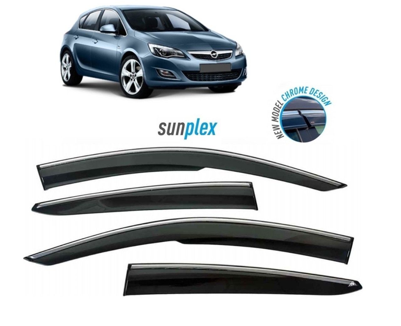 Opel Astra Uyumlu J 2010-2016 Model Cam Rüzgarlığı Kromlu Sunplex