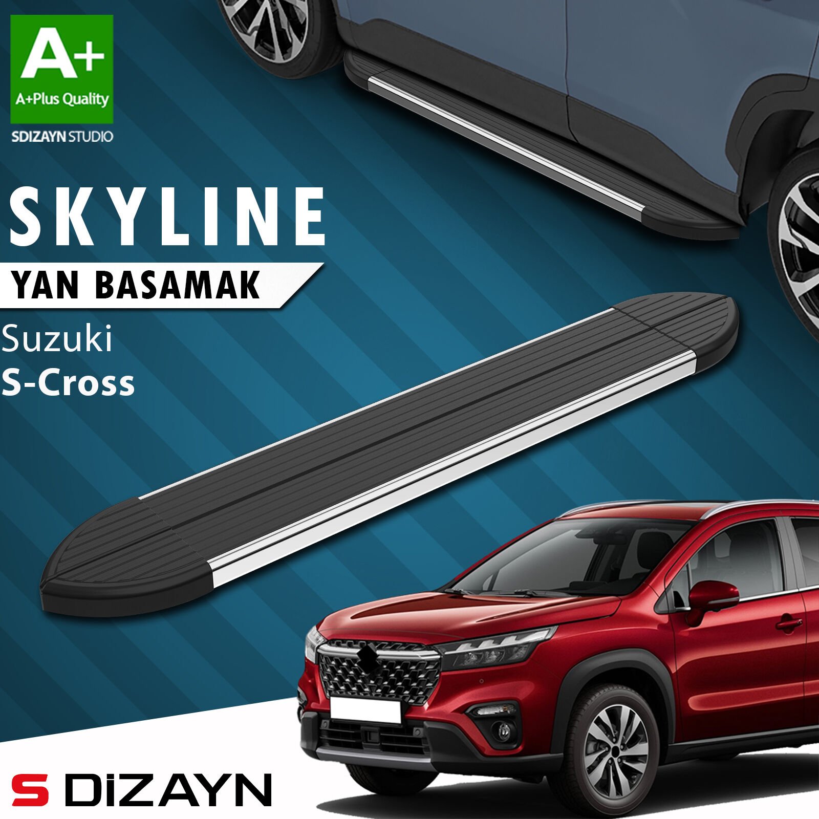 S-Dizayn Suzuki SX4 2 S-Cross Skyline Krom Yan Basamak 173 Cm 2014-2021 A+ Kalite