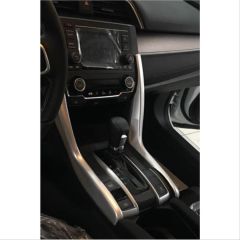 Honda Civic Uyumlu Fc5 2016-2020 Vites Konsol Çıta Kaplama- Silver (2 Parça - Sadece Direkler)