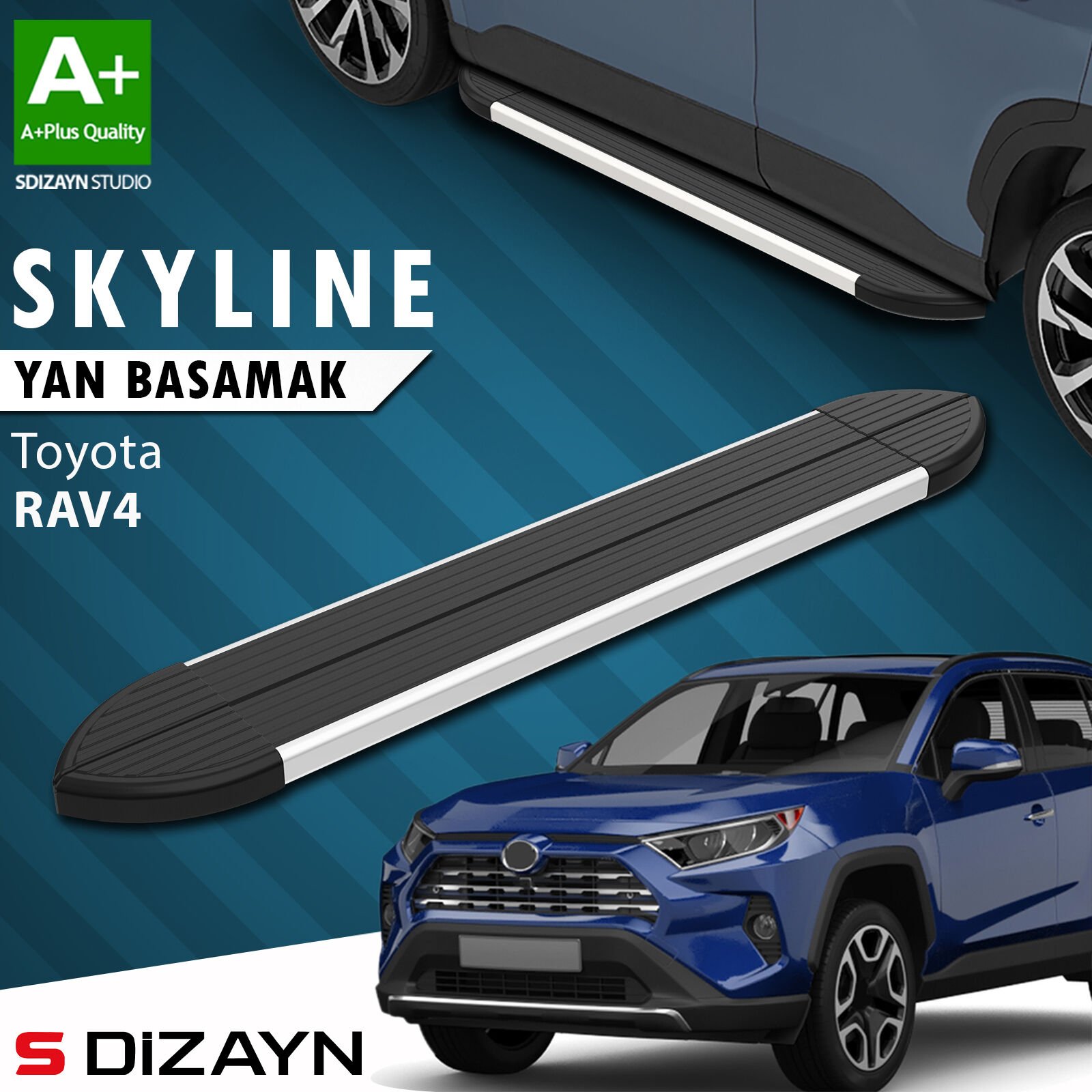 S-Dizayn Toyota RAV 4 5 Skyline Aluminyum Yan Basamak 173 Cm 2018 Üzeri A+ Kalite