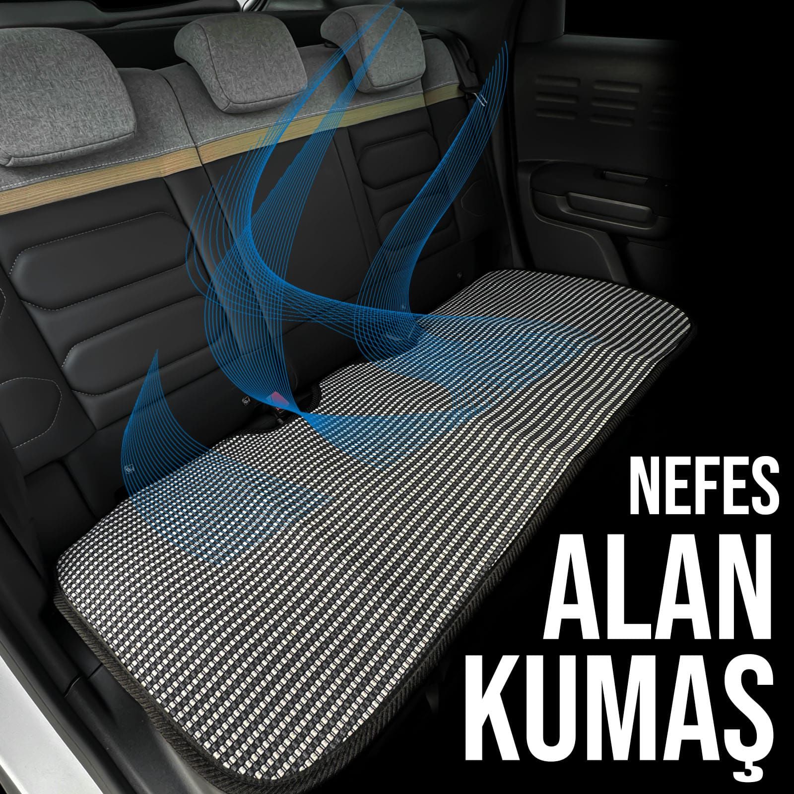 Opel Astra L Uyumlu Koltuk Kılıfı Minder Çizgili Füme Beyaz 2+1 Ön Arka Set