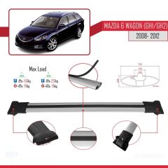 Mazda 6 Wagon (GH1/GH2) 2008-2012 Arası ile Uyumlu FLY Model Ara Atkı Tavan Barı GRİ