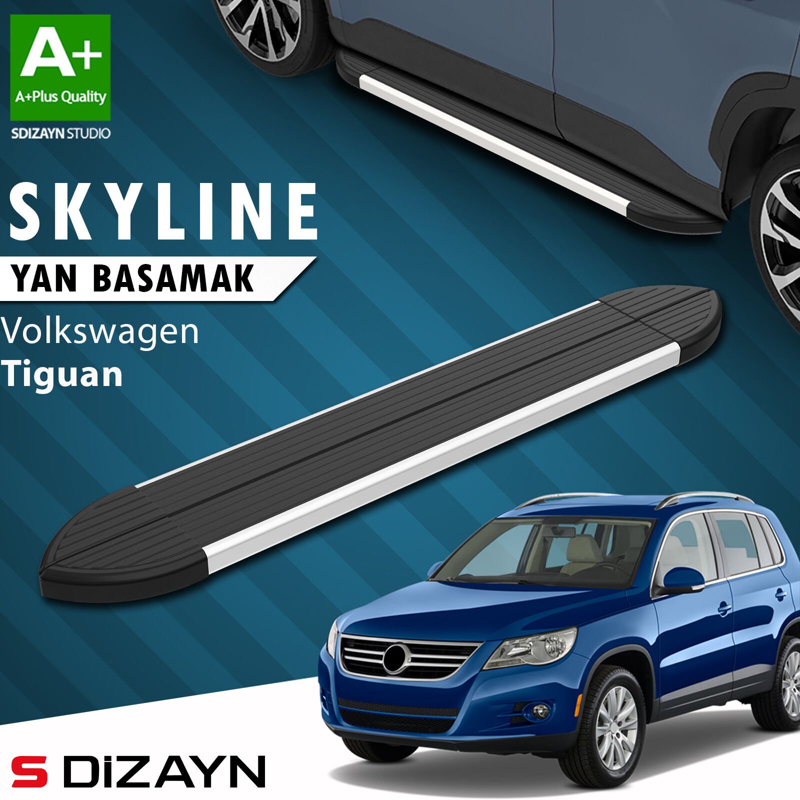 S-Dizayn VW Tiguan Skyline Aluminyum Yan Basamak 173 Cm 2007-2015 A+ Kalite