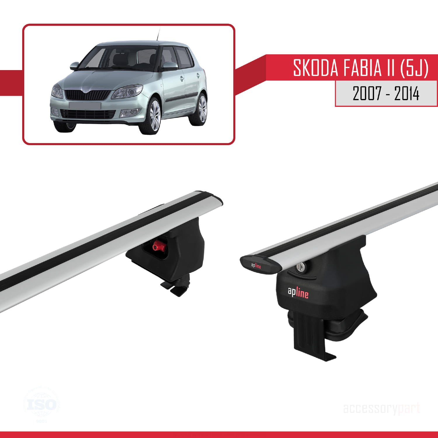 Skoda Fabia II (5J) 2007-2014 Arası ile uyumlu ACE-4 Ara Atkı Tavan Barı GRİ
