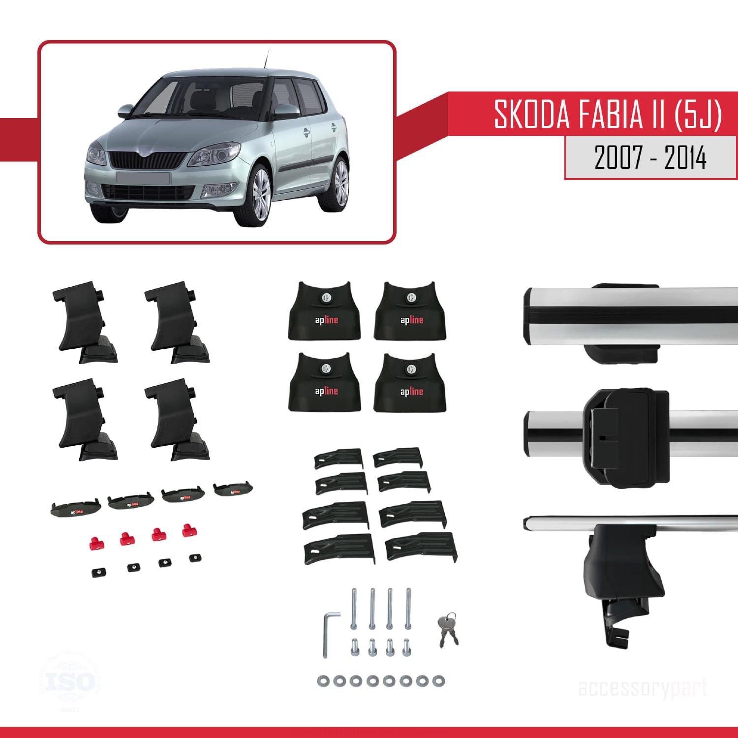 Skoda Fabia II (5J) 2007-2014 Arası ile uyumlu ACE-4 Ara Atkı Tavan Barı GRİ