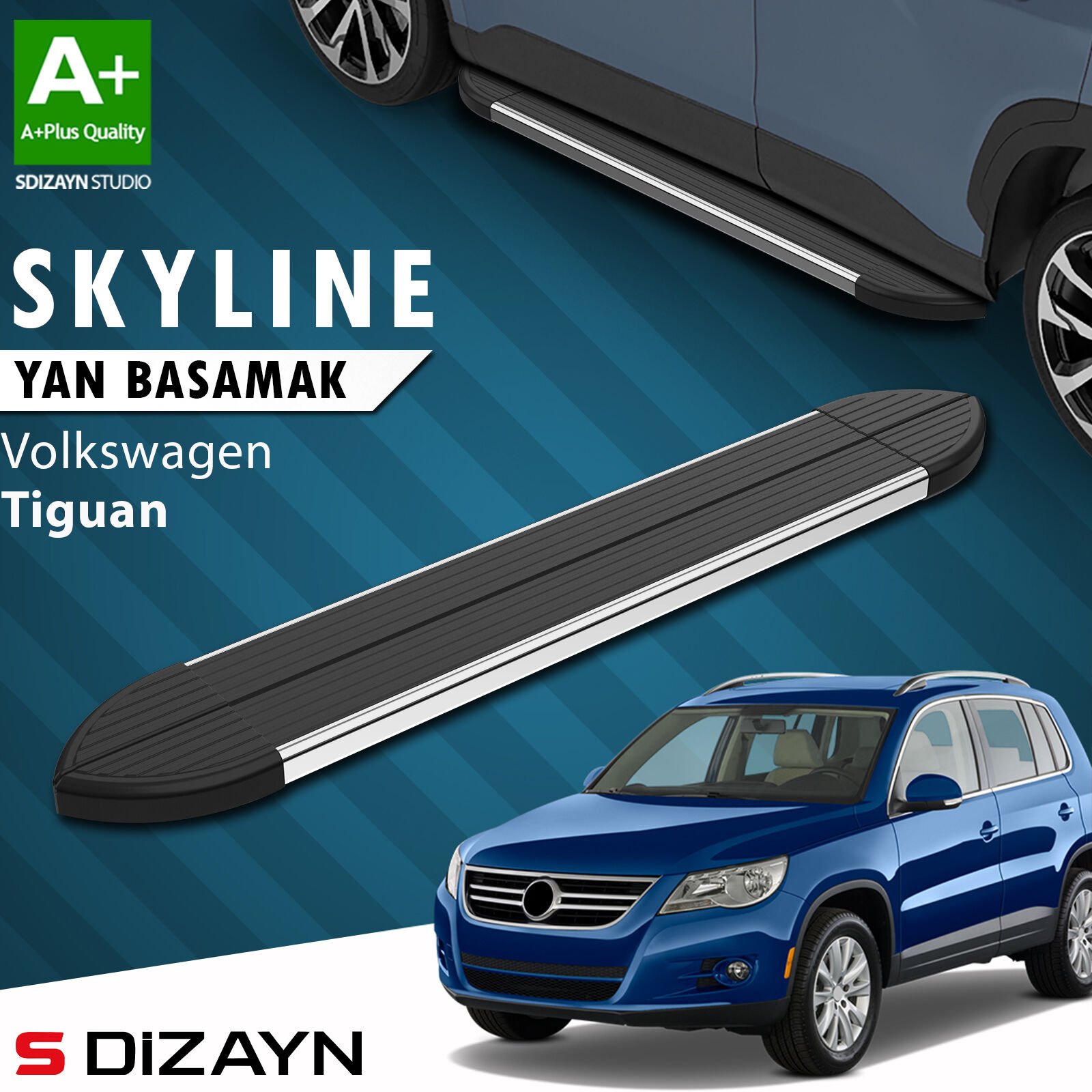 S-Dizayn VW Tiguan Skyline Krom Yan Basamak 173 Cm 2007-2015 A+ Kalite