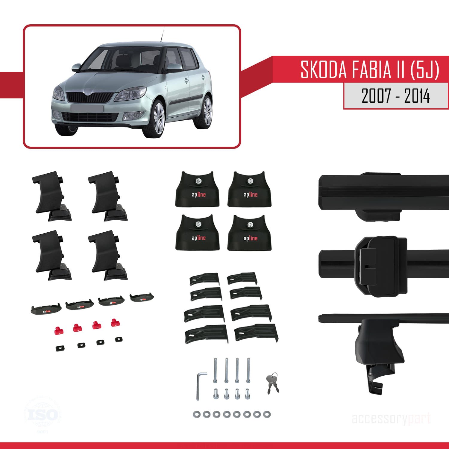 Skoda Fabia II (5J) 2007-2014 Arası ile uyumlu ACE-4 Ara Atkı Tavan Barı SİYAH