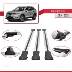 Nissan Rogue 2014-2020 Arası ile Uyumlu FLY Model Ara Atkı Tavan Barı GRİ 3 ADET BAR