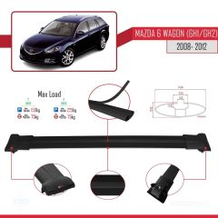 Mazda 6 Wagon (GH1/GH2) 2008-2012 Arası ile Uyumlu FLY Model Ara Atkı Tavan Barı SİYAH