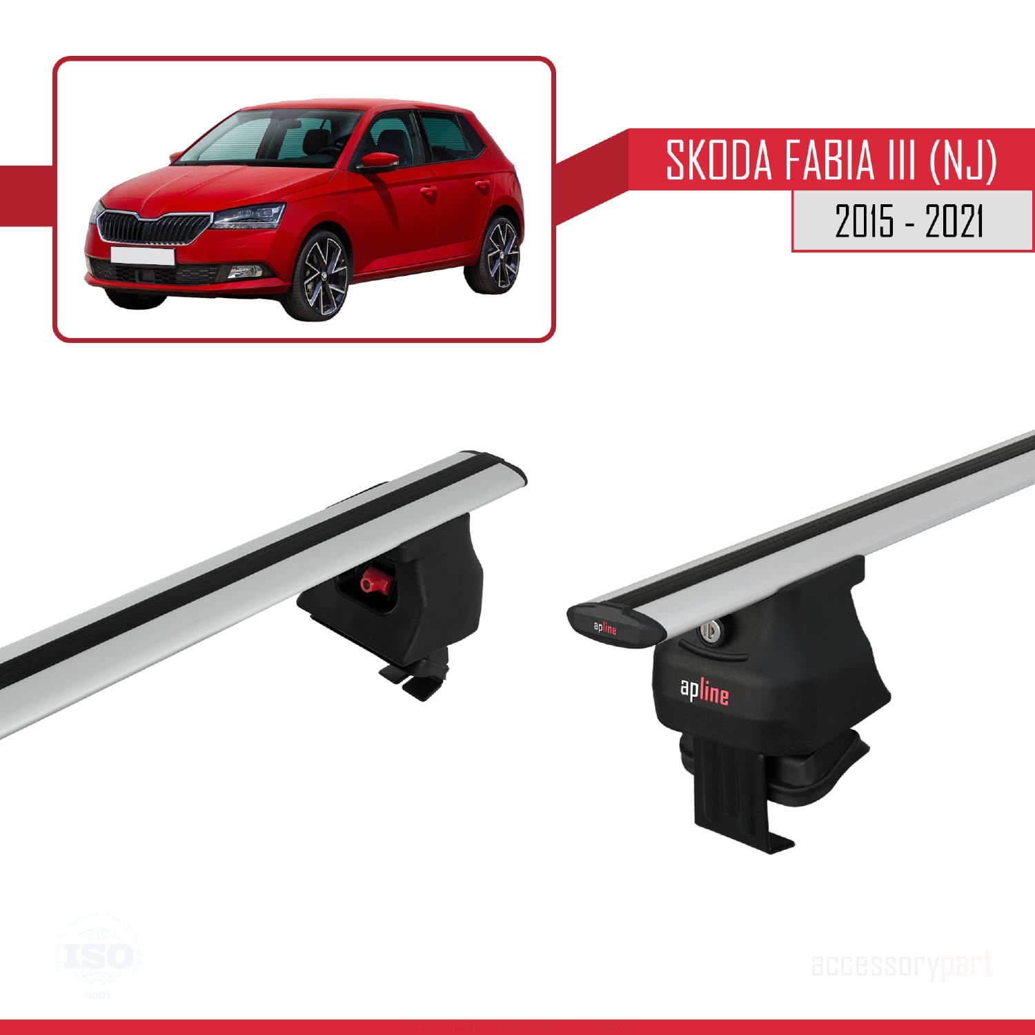 Skoda Fabia III (NJ) 2015-2021 Arası ile uyumlu ACE-4 Ara Atkı Tavan Barı GRİ