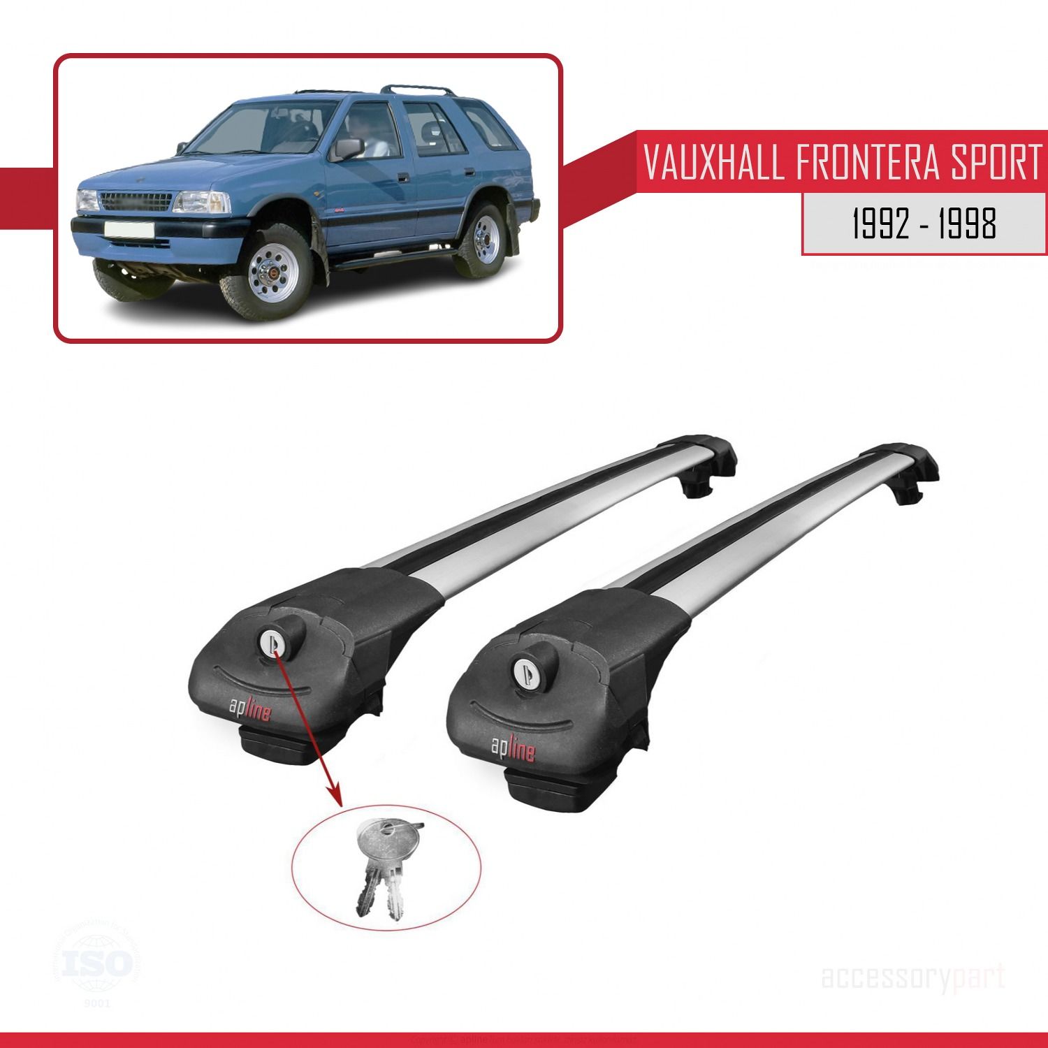 Vauxhall Frontera Sport 1992-1998 Arası ile uyumlu ACE-1 Ara Atkı Tavan Barı GRİ