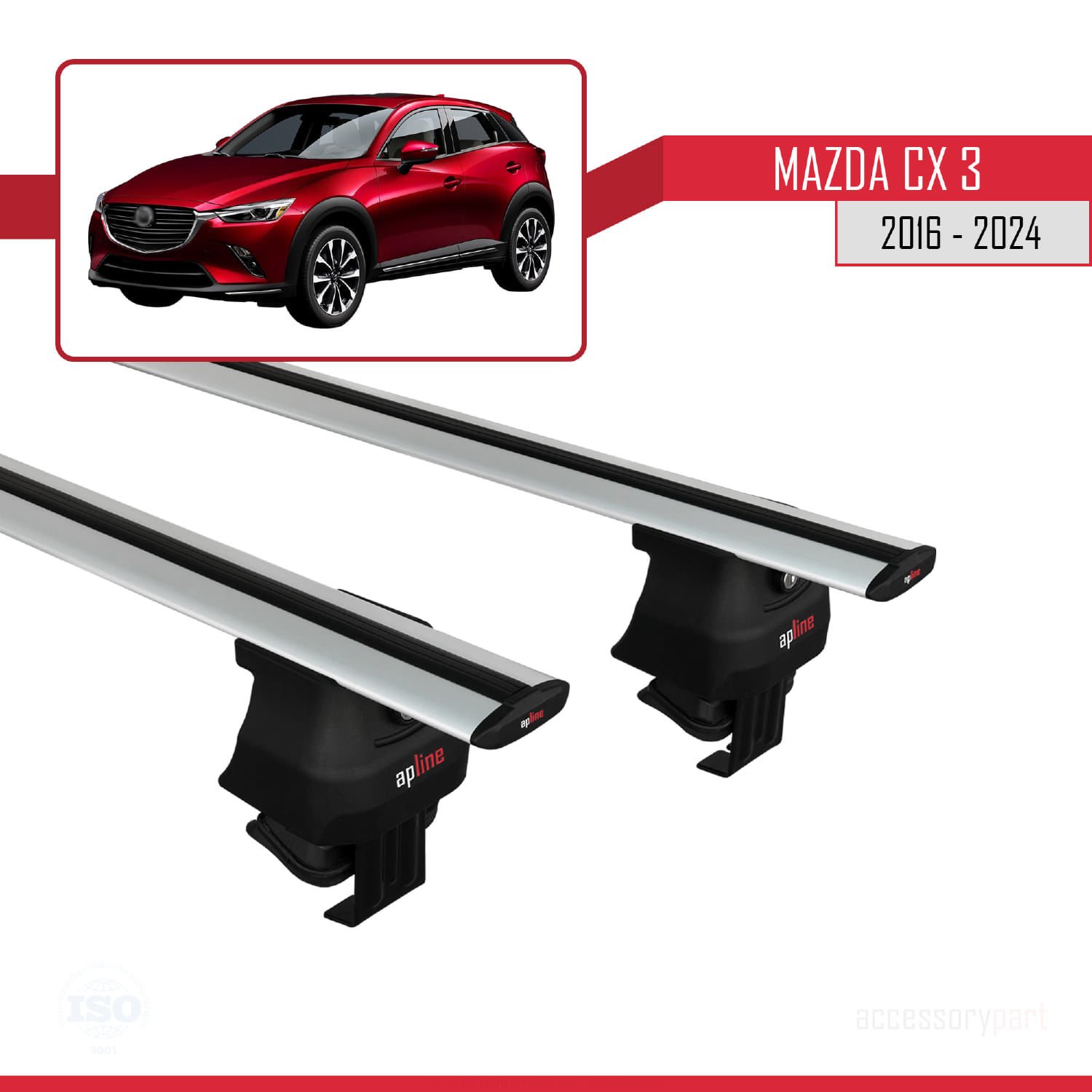 Mazda Cx-3 2016 ve Sonrası ile uyumlu ACE-4 Ara Atkı Tavan Barı GRİ