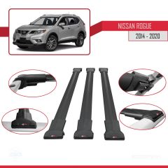 Nissan Rogue 2014-2020 Arası ile Uyumlu FLY Model Ara Atkı Tavan Barı SİYAH 3 ADET BAR