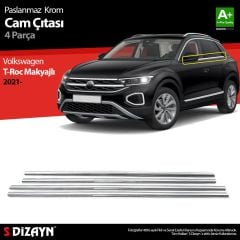 Volkswagen T-Roc Uyumlu Makyajlı Krom Cam Çıtası 4 Parça. 2021 Üzeri Parça