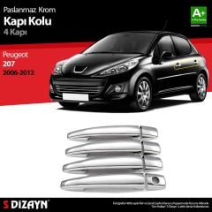 Peugeot 207 Uyumlu Krom Kapı Kolu 4 Kapı 2006-2012