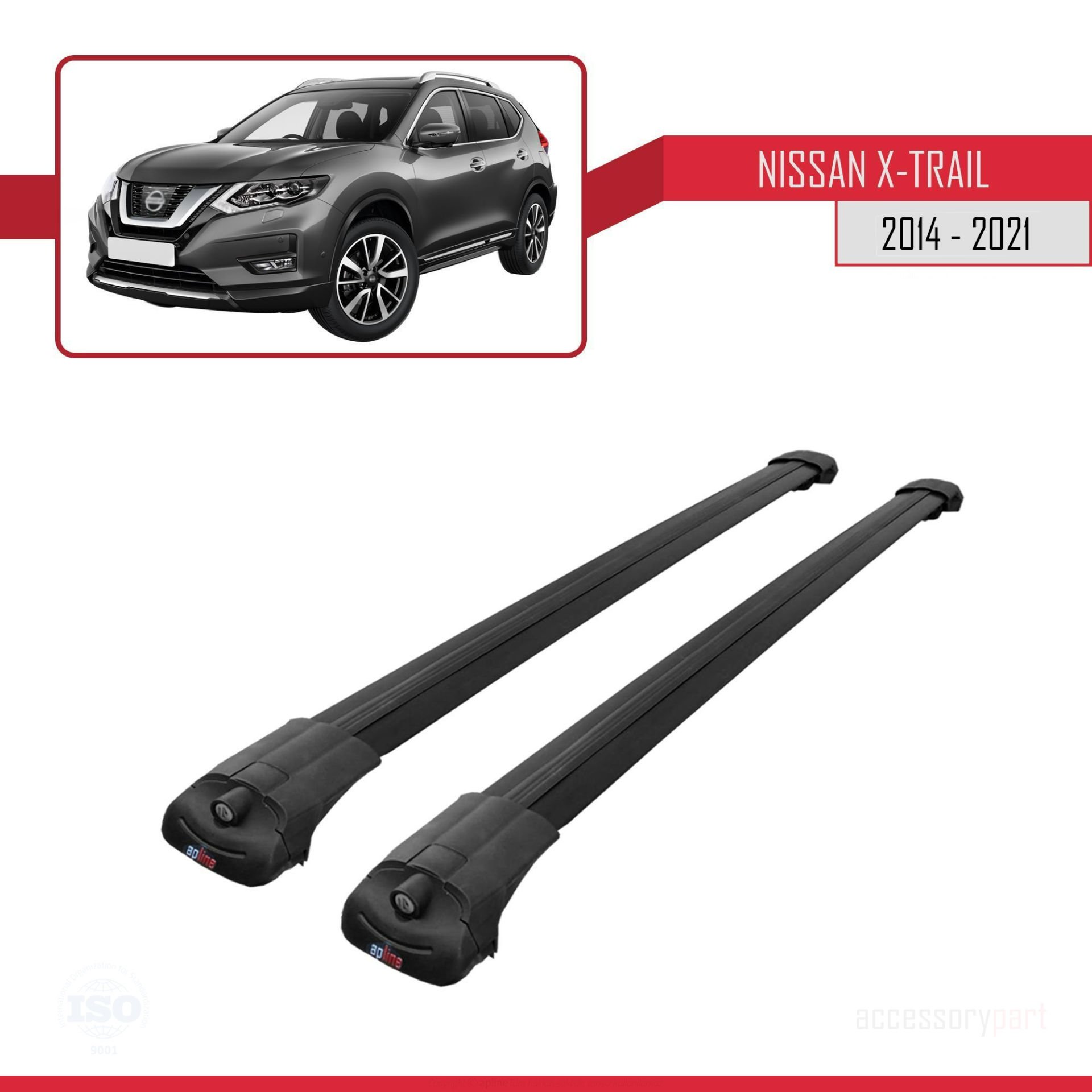 Nissan X-Trail 2014-2021 Arası ile uyumlu ACE-1 Ara Atkı Tavan Barı SİYAH