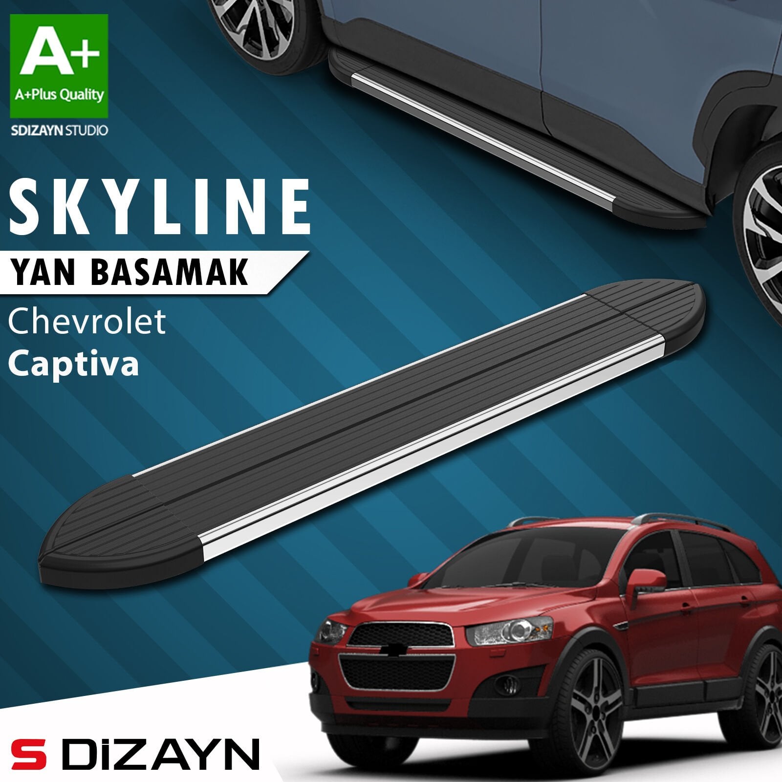 S-Dizayn Chevrolet Captiva Skyline Krom Yan Basamak 183 Cm 2006-2018 A+ Kalite