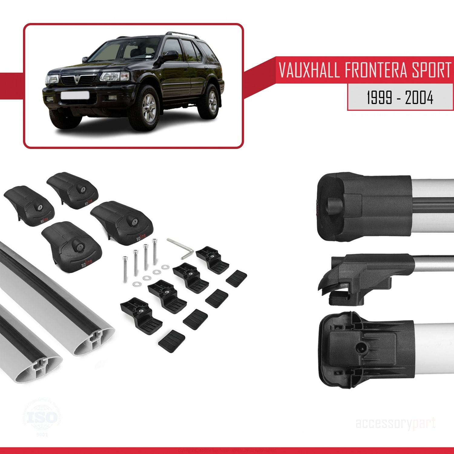 Vauxhall Frontera Sport 1999-2004 Arası ile uyumlu ACE-1 Ara Atkı Tavan Barı GRİ